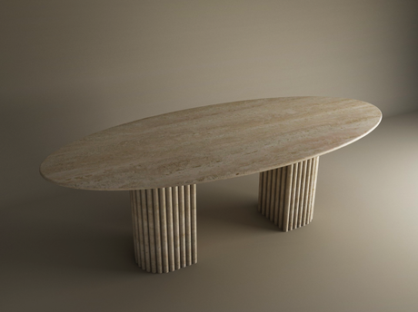 ellipse dining table with fluted legs