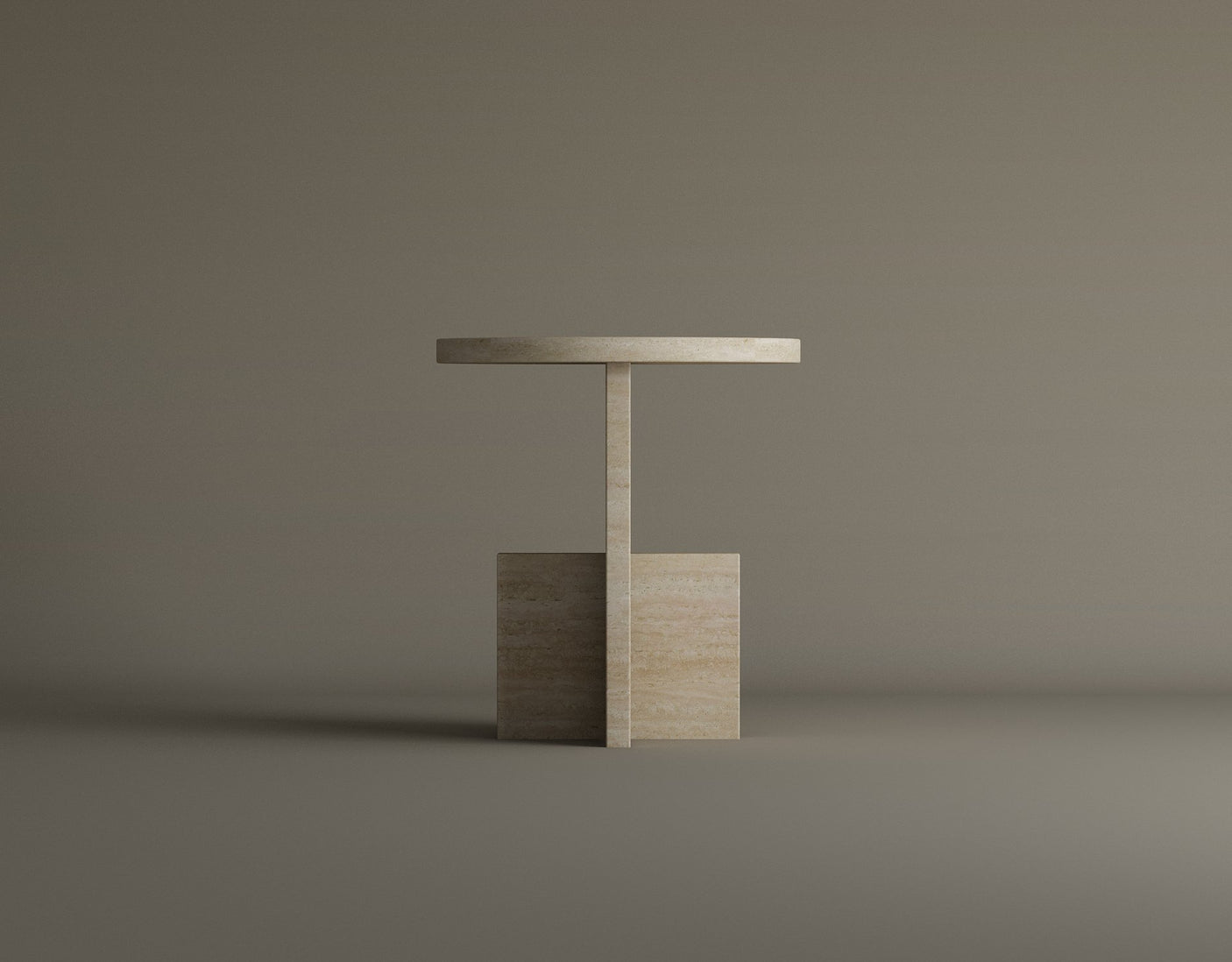 Travertine Scepter Side Table – Unique Architectural Form in Honed Travertine