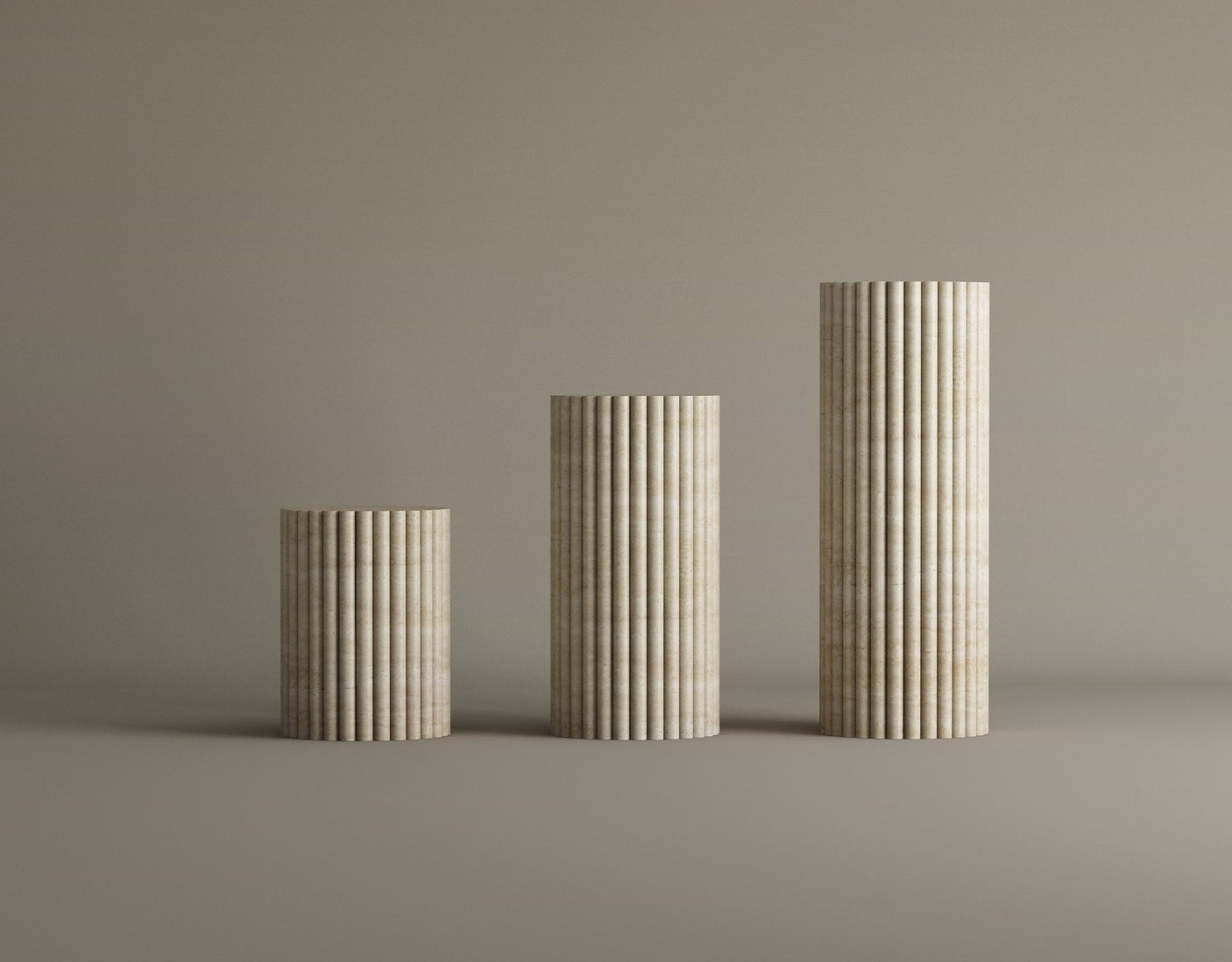 Travertine Elegance Pillar Trio – Sculptural Nested Set for Modern Spaces