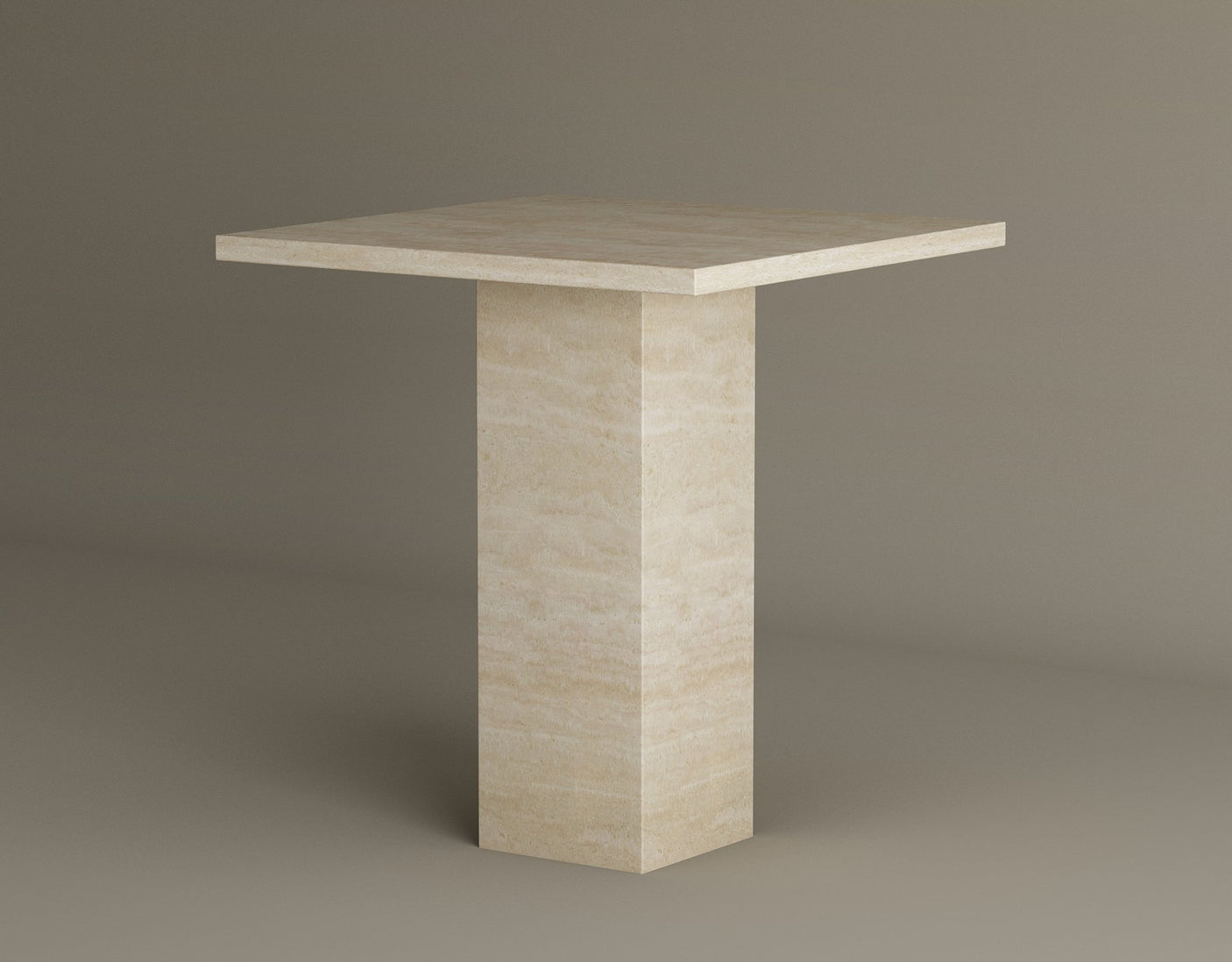 Monolith Elegance Travertine Side Table – Solid Block Design with Minimalist Refinement