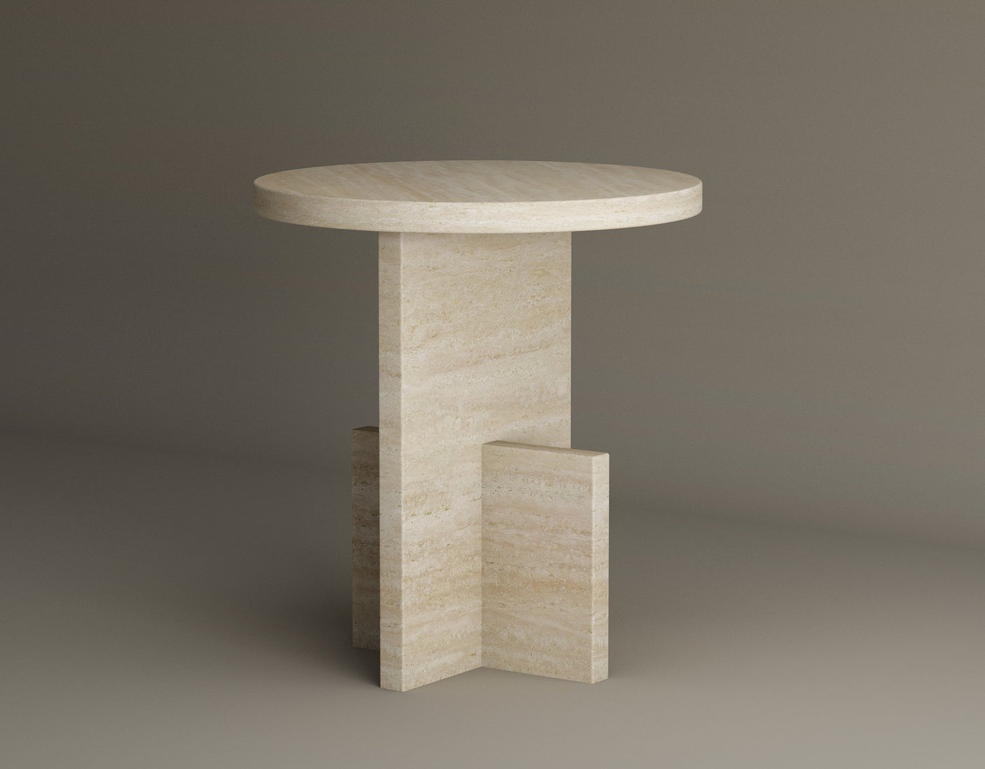 Travertine Scepter Side Table – Unique Architectural Form in Honed Travertine