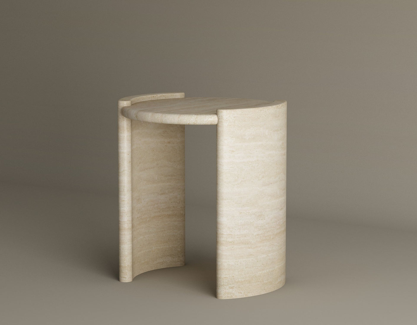 Travertine Arc Table – Curved Minimalist Design in Solid Travertine Stone