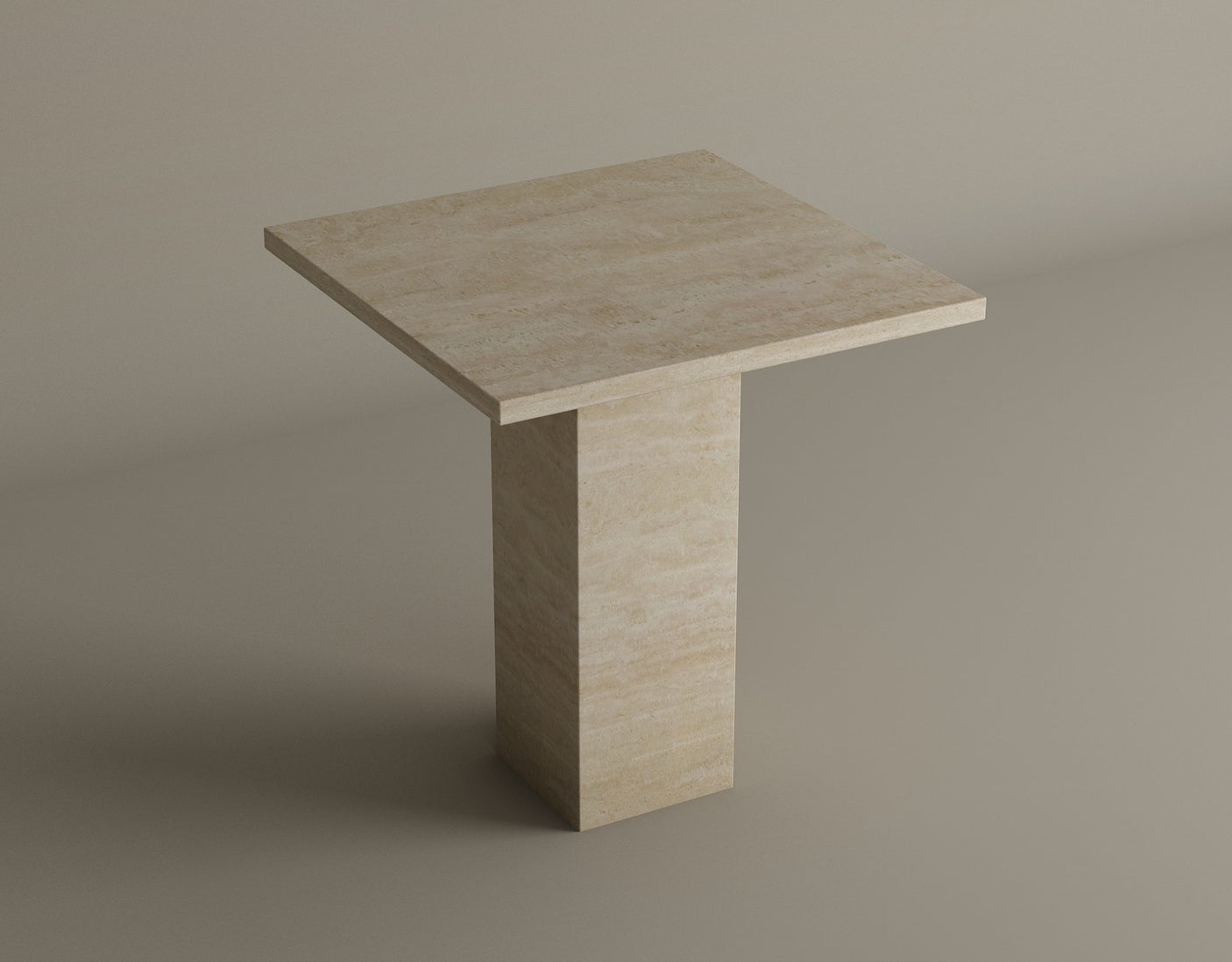 Monolith Elegance Travertine Side Table – Solid Block Design with Minimalist Refinement