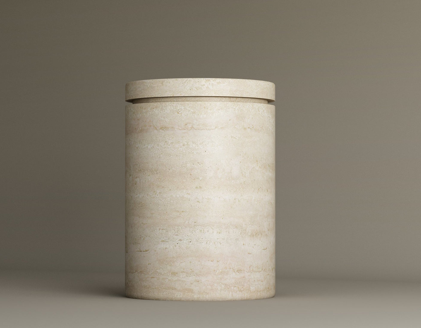 Cycladic Secret Travertine End Table with Storage – A Functional and Timeless Design