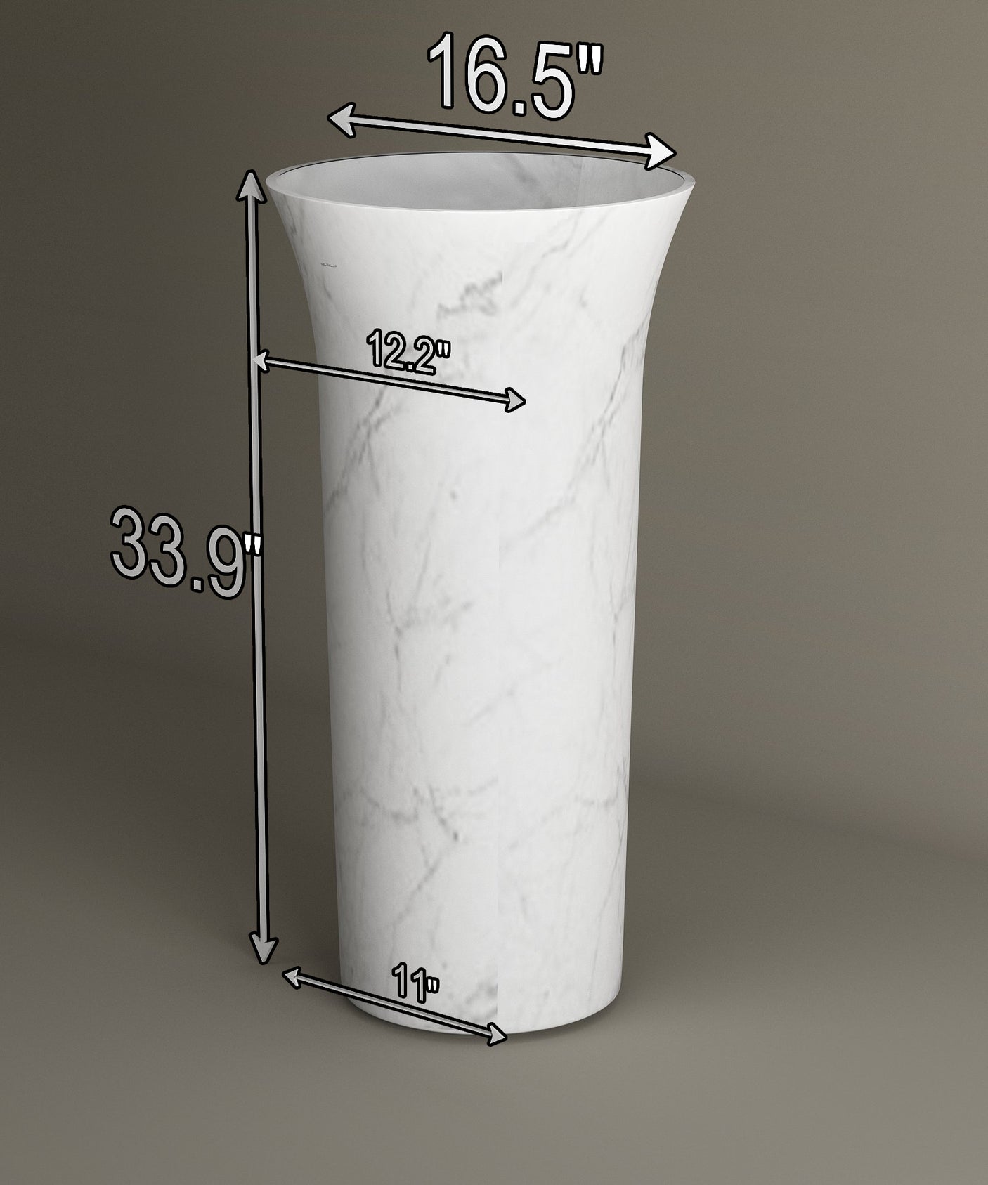 Carrara Marble Cylinder Pedestal Vanity Sink