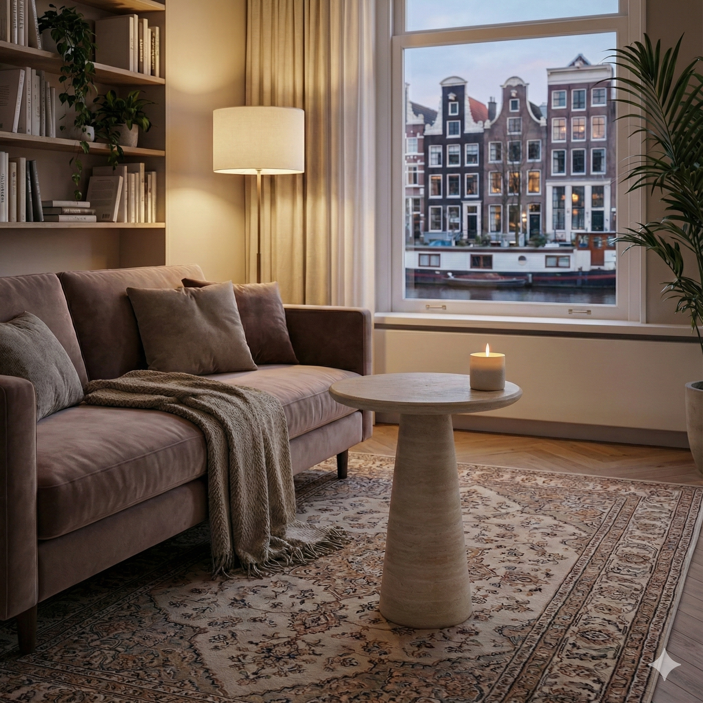 Tavolino Pietra Travertine Column Table – Classic European-Inspired Stone Design