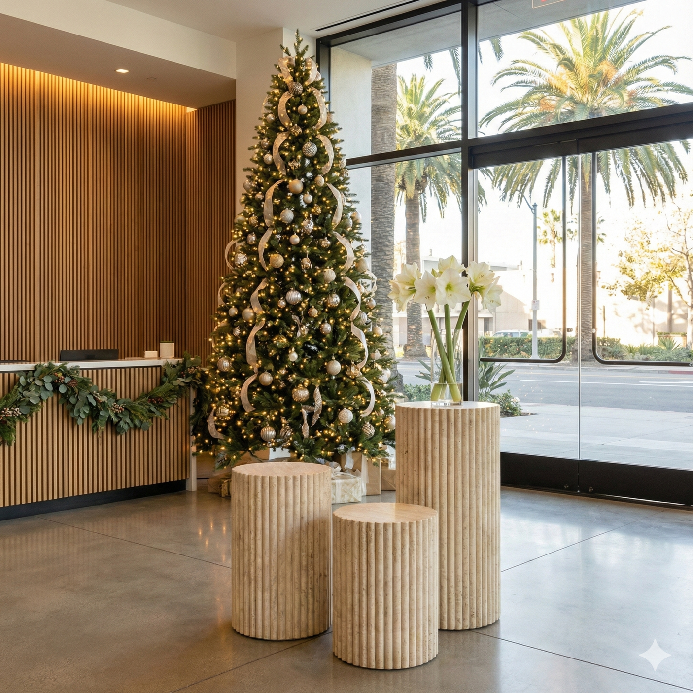 Travertine Elegance Pillar Trio – Sculptural Set for Modern Spaces