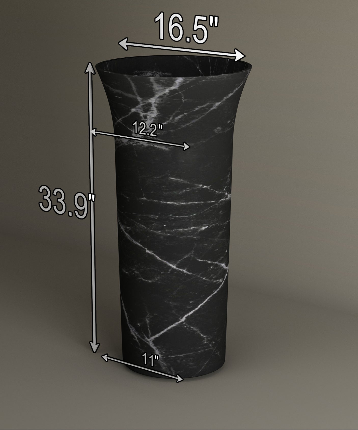 Nero Marquina Marble Cylinder Pedestal Vanity Sink