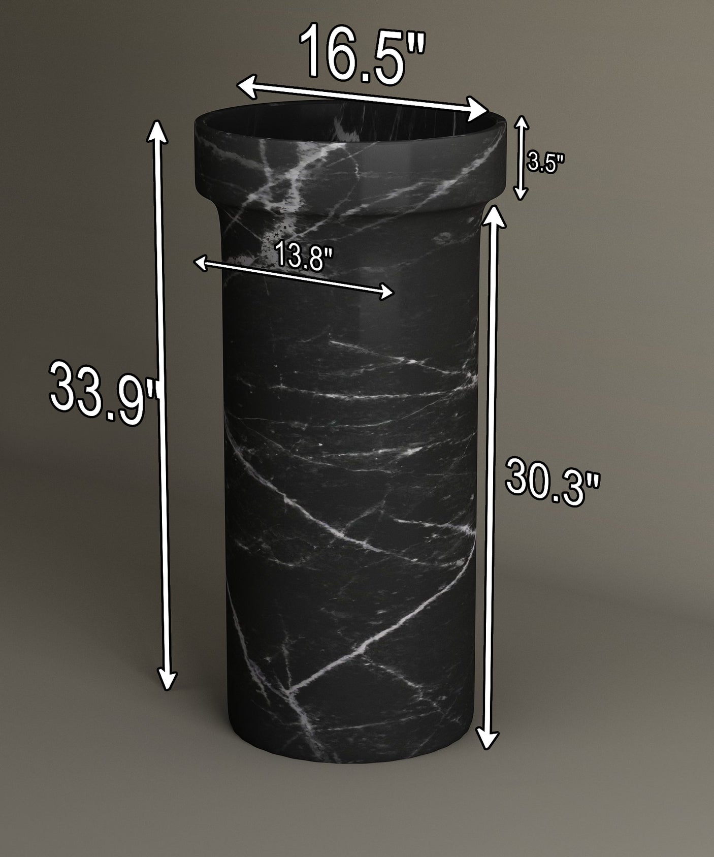 Nero Marquina Marble Pedestal Vanity Sink