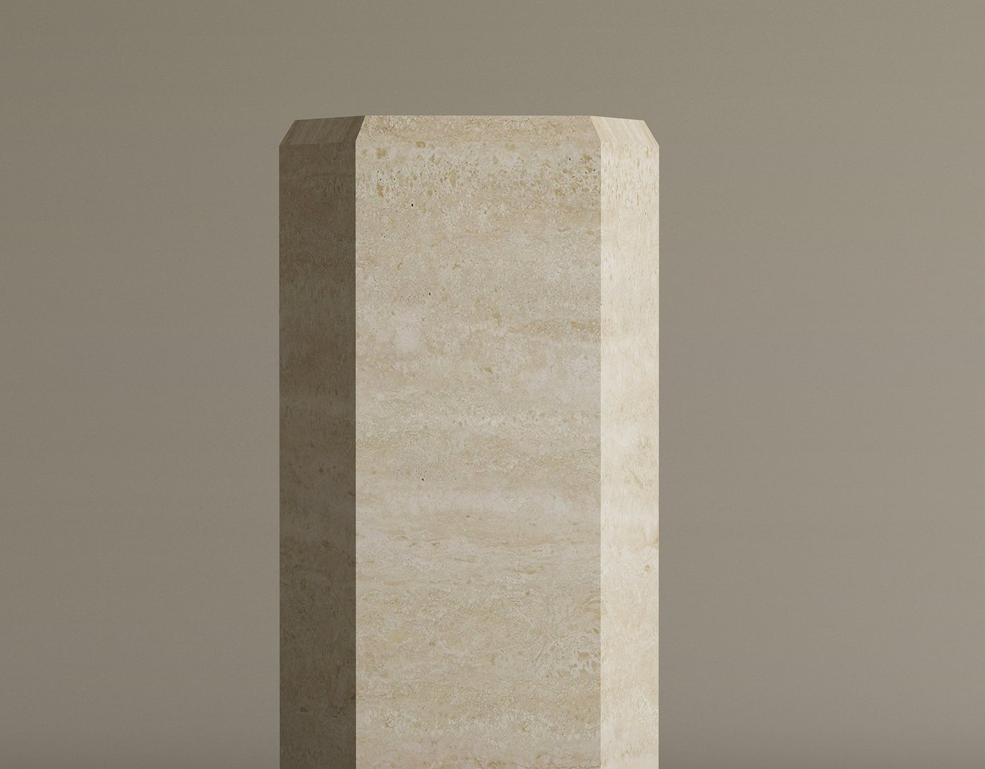 HexaForm and Pentagon Travertine Pedestal