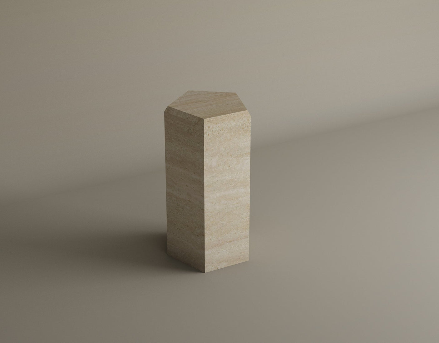 HexaForm and Pentagon Travertine Pedestal