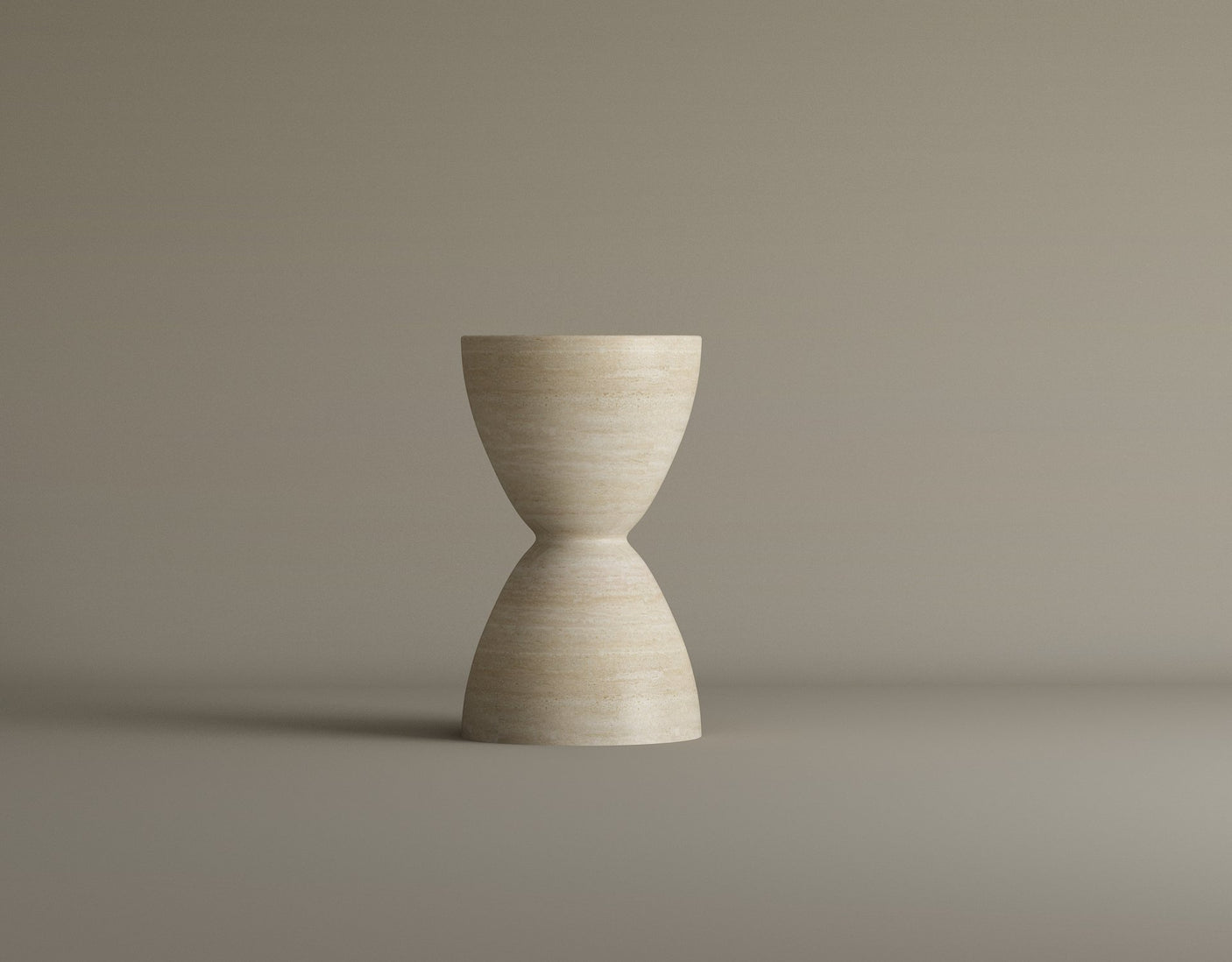 Eda Beige Travertine Sphere Table – Rounded Statement Piece in Solid Stone