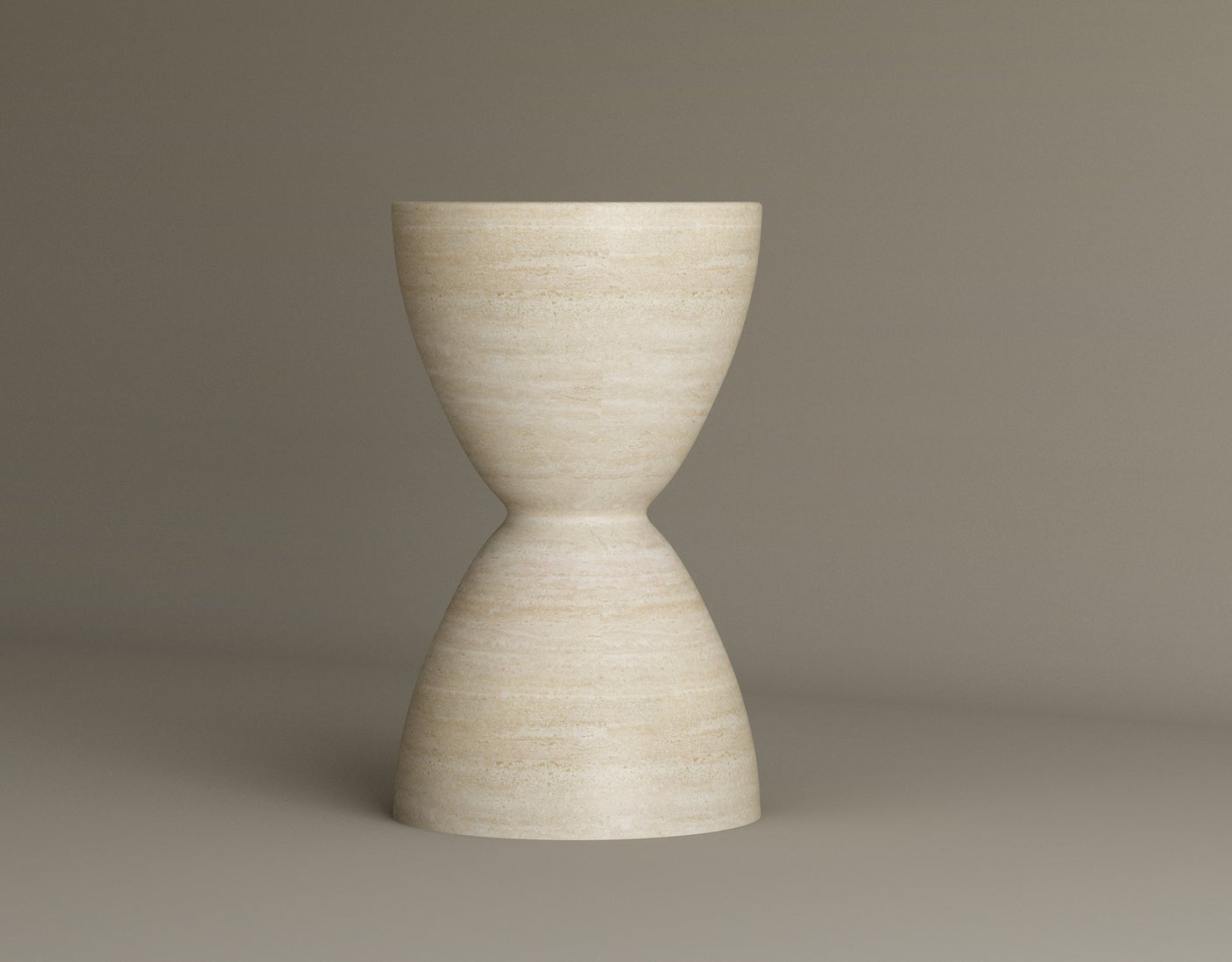 Eda Beige Travertine Sphere Table – Rounded Statement Piece in Solid Stone