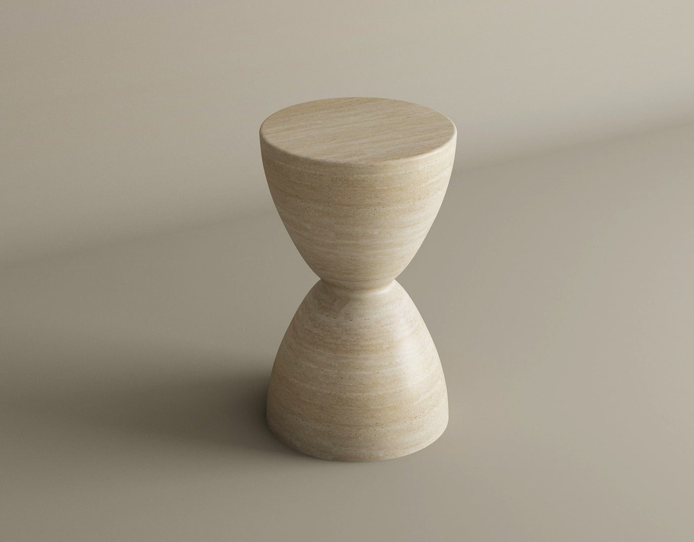 Eda Beige Travertine Sphere Table – Rounded Statement Piece in Solid Stone