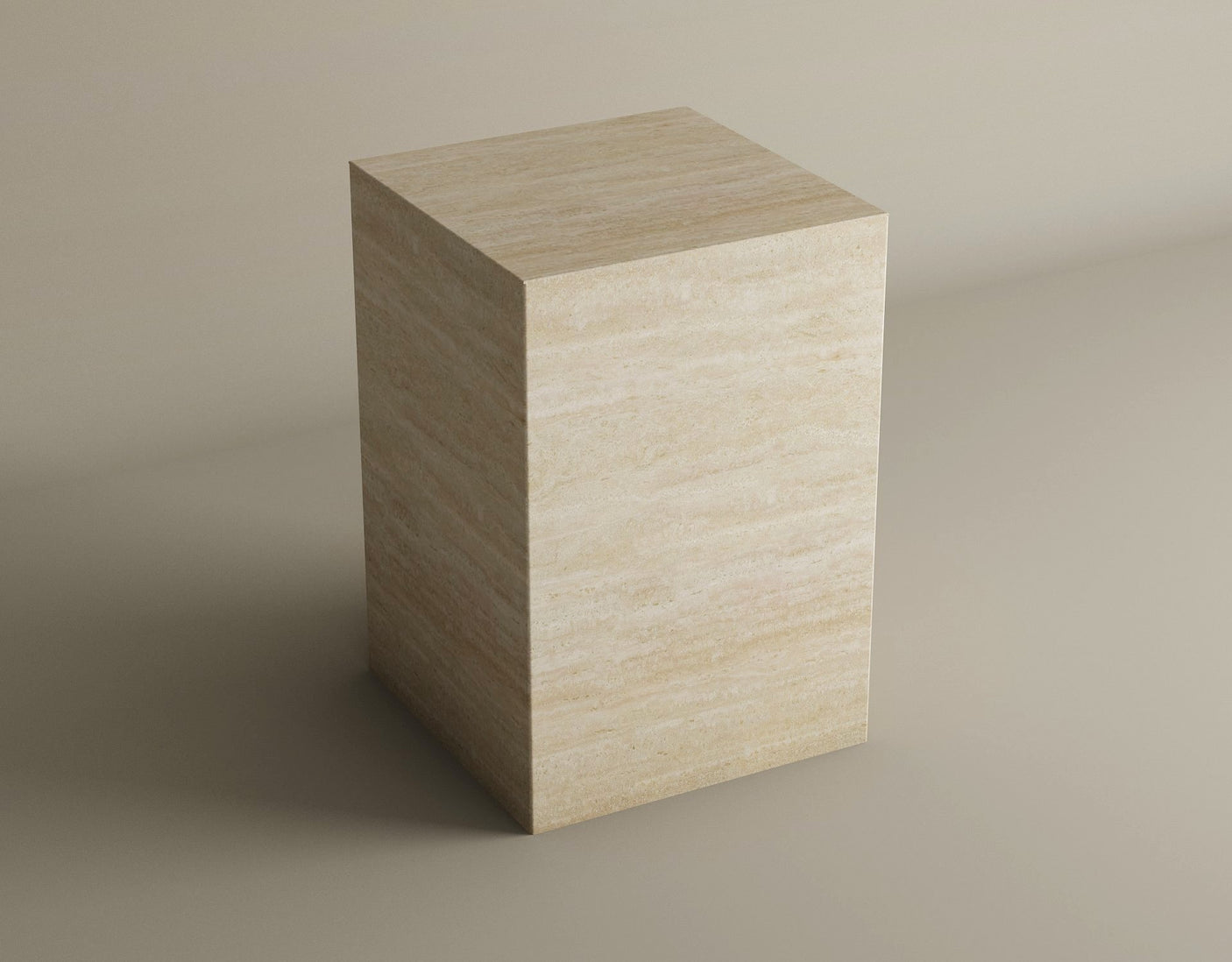 Elemental Harmony Travertine Cube – Geometric Stone Side Table with Modern Appeal
