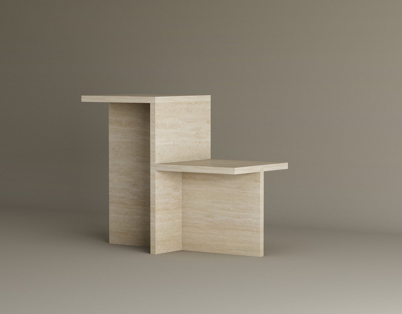 Travertine Tiered Side Table Set – Sculptural Nesting Tables in Natural Stone