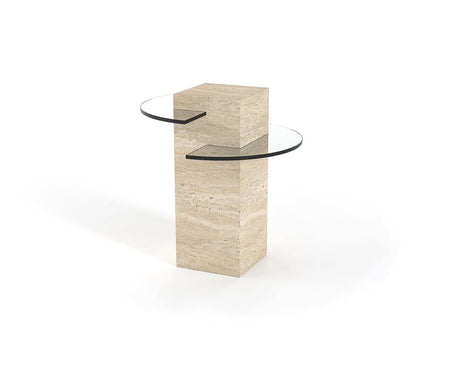 Sleek Tavertine Side Table with Artisan Quality