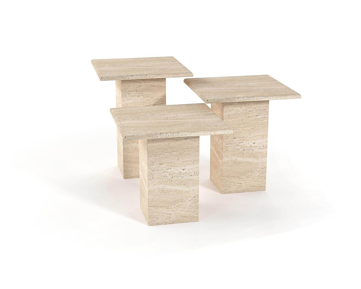 Modern Travertine Coffee Table with Companion Tiers for Books and accesories