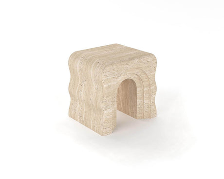 Designer Travertine Table with Creative Wave-Inspired Edge