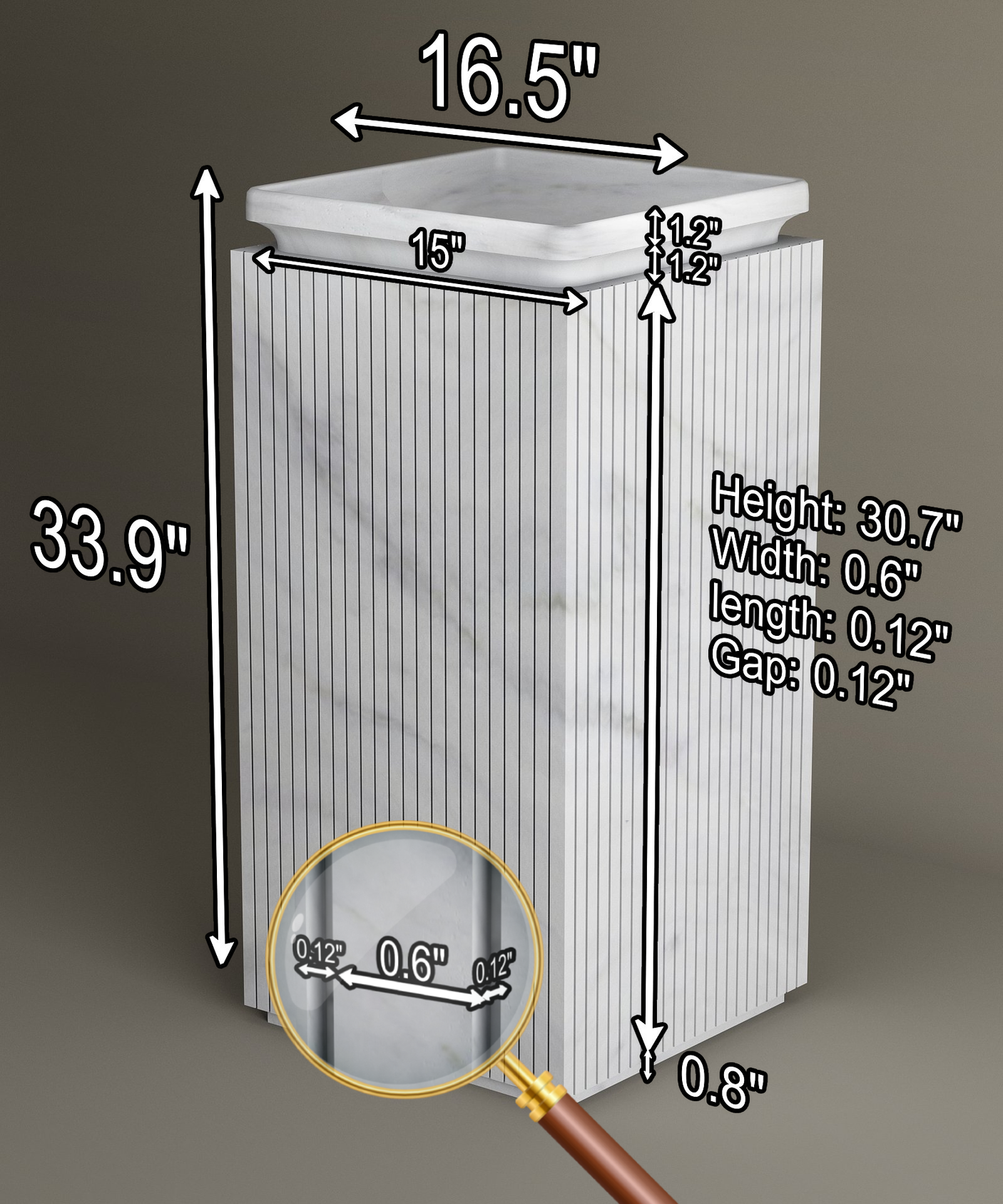 Carrara Square Marble Pedestal Vanity Sink