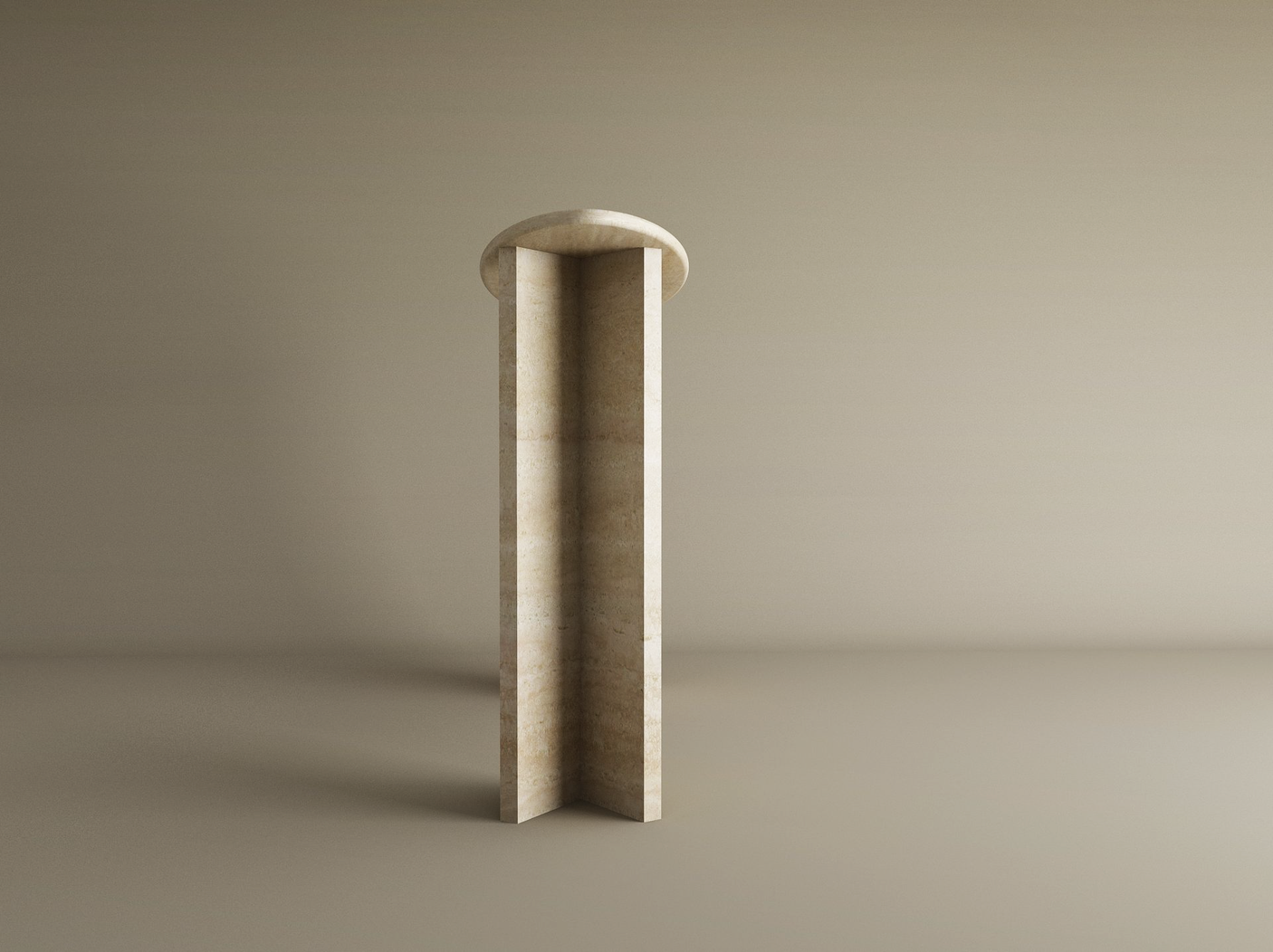 Ellips Travertine Console Table with Split-V Pedestal Base – Travertine Stone Base