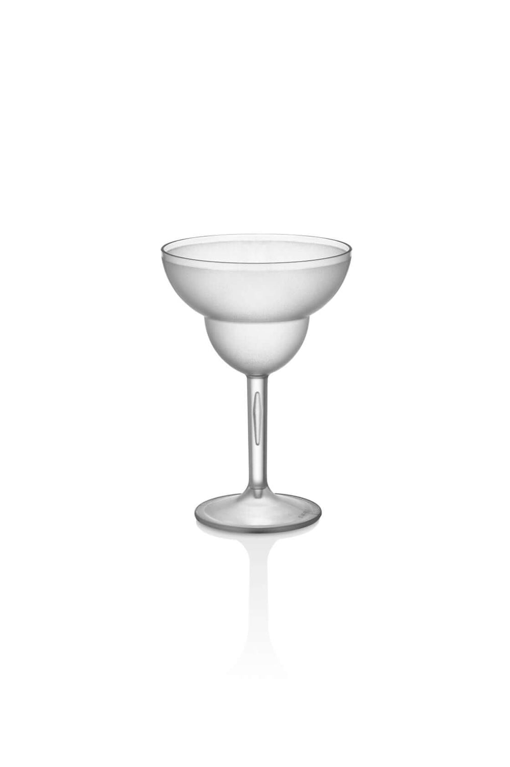 A 14oz Unbreakable Margarita Glass from Mamaco Home rests gracefully on a white background, featuring a wide, shallow bowl atop a slender stem and circular base. Part of the reusable glass kit in an elegant gift box, it’s perfect for tequila, martinis, and cocktails indoors or outdoors.
