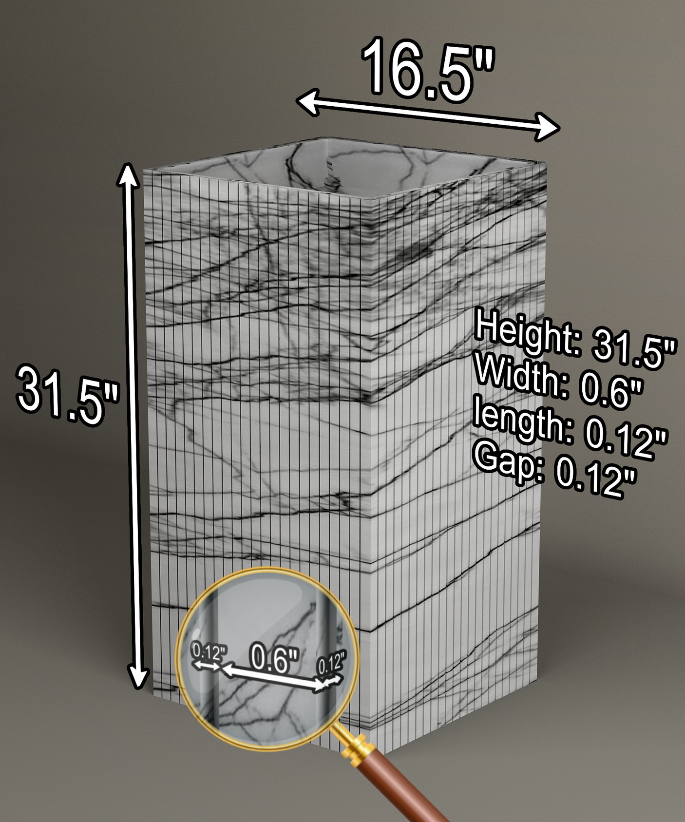 Lilac Square Fluted Marble Pedestal Vanity Sink