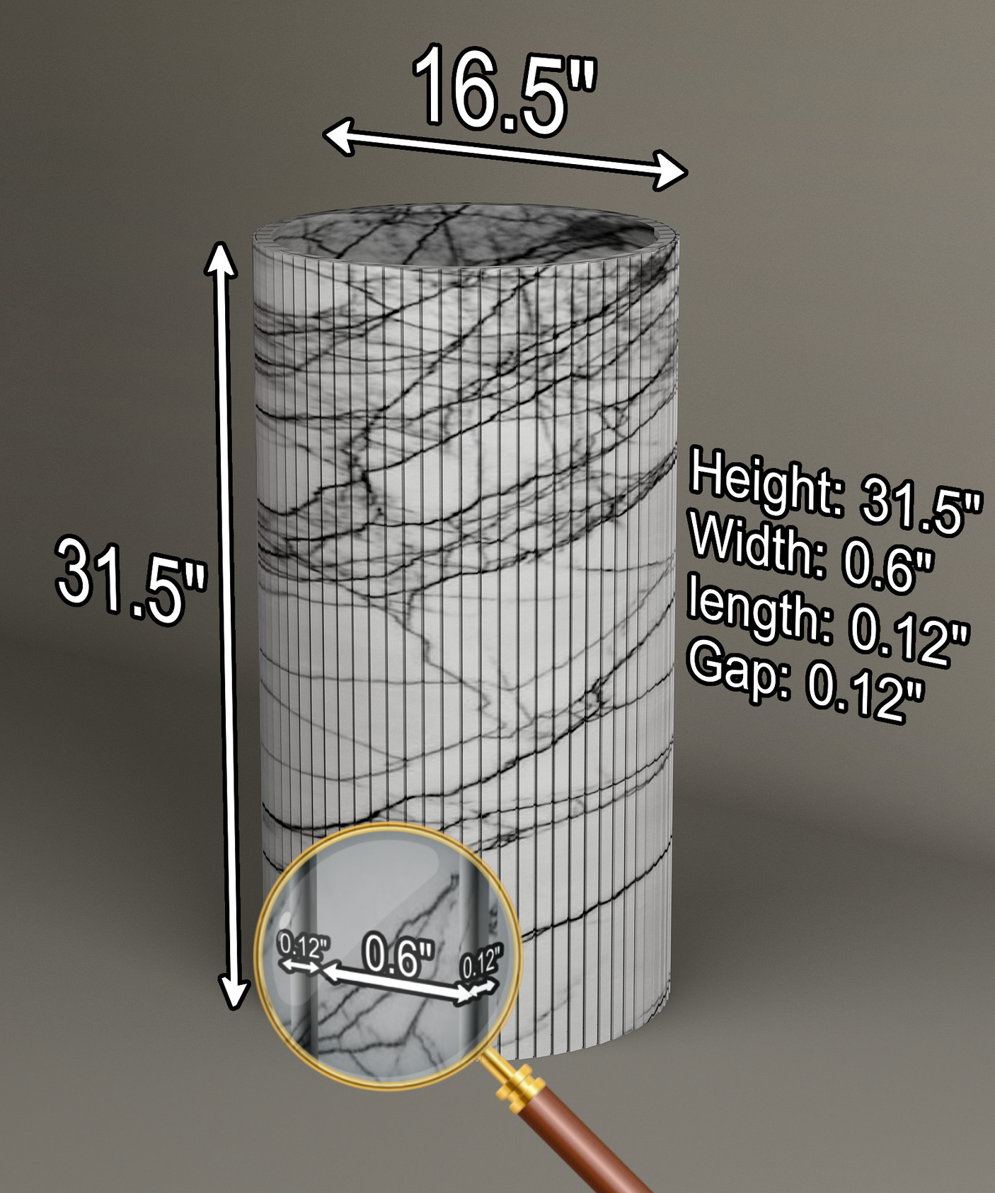 Lilac Round Fluted Marble Pedestal Vanity Sink