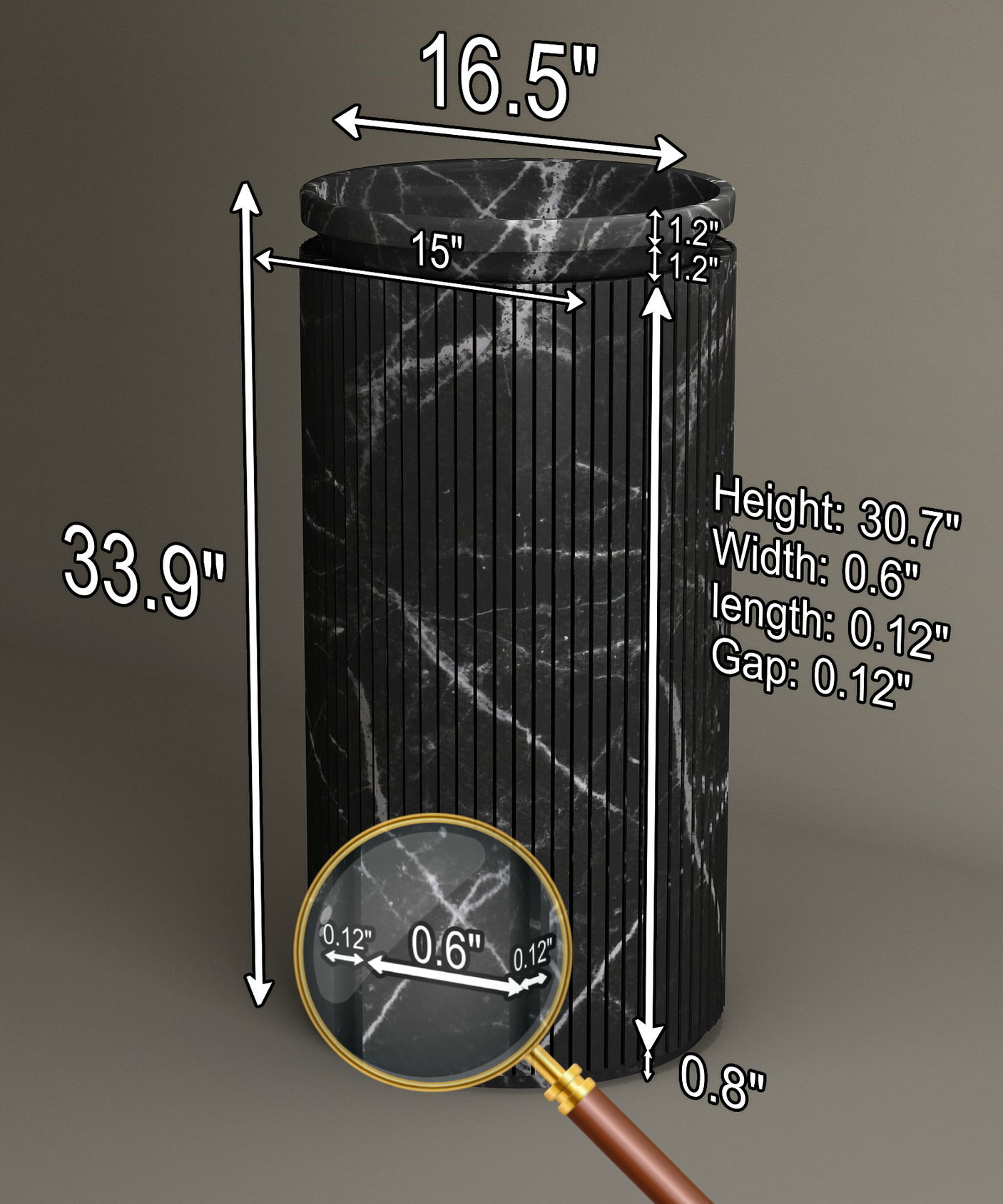 Nero Marquina Round Marble Pedestal Vanity Sink