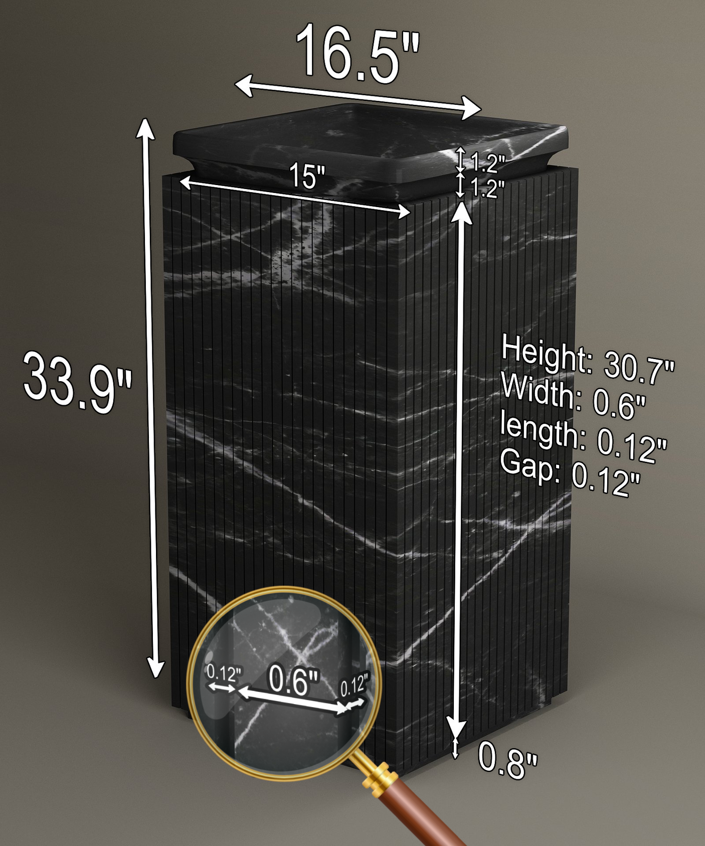 Nero Marquina Square Marble Pedestal Vanity Sink