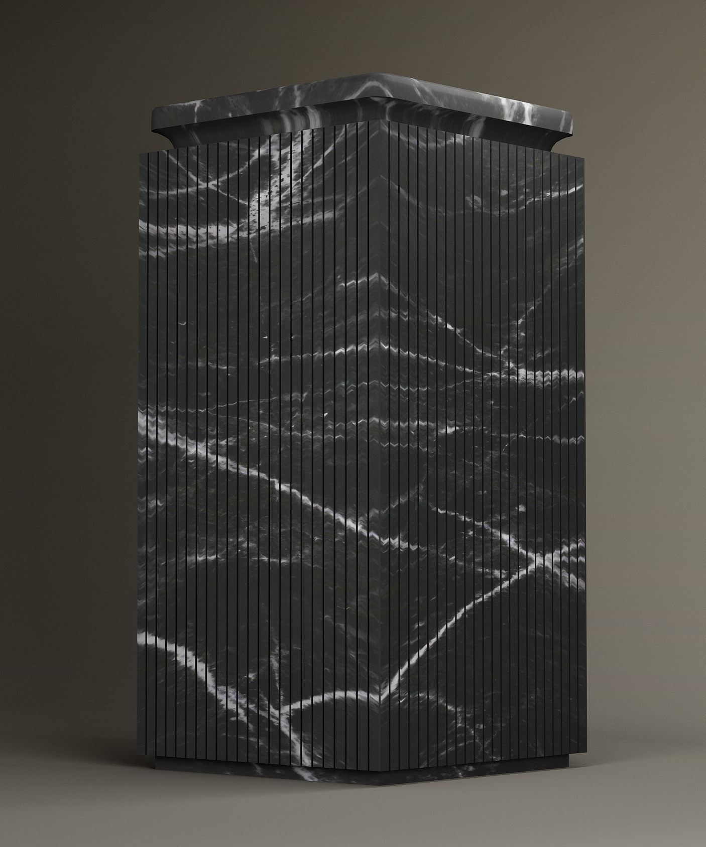 Nero Marquina Square Marble Pedestal Vanity Sink