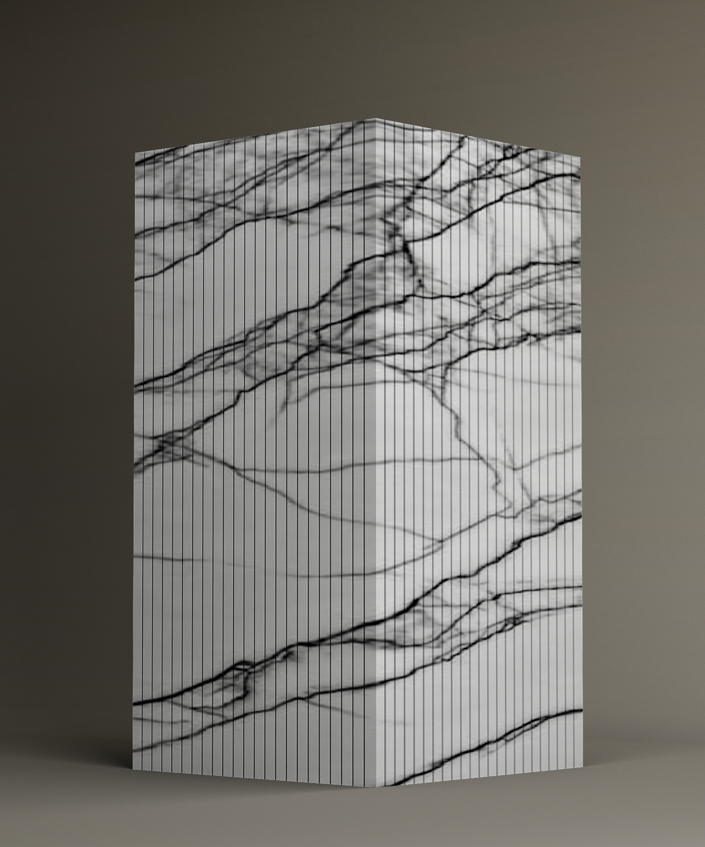 Lilac Square Fluted Marble Pedestal Vanity Sink