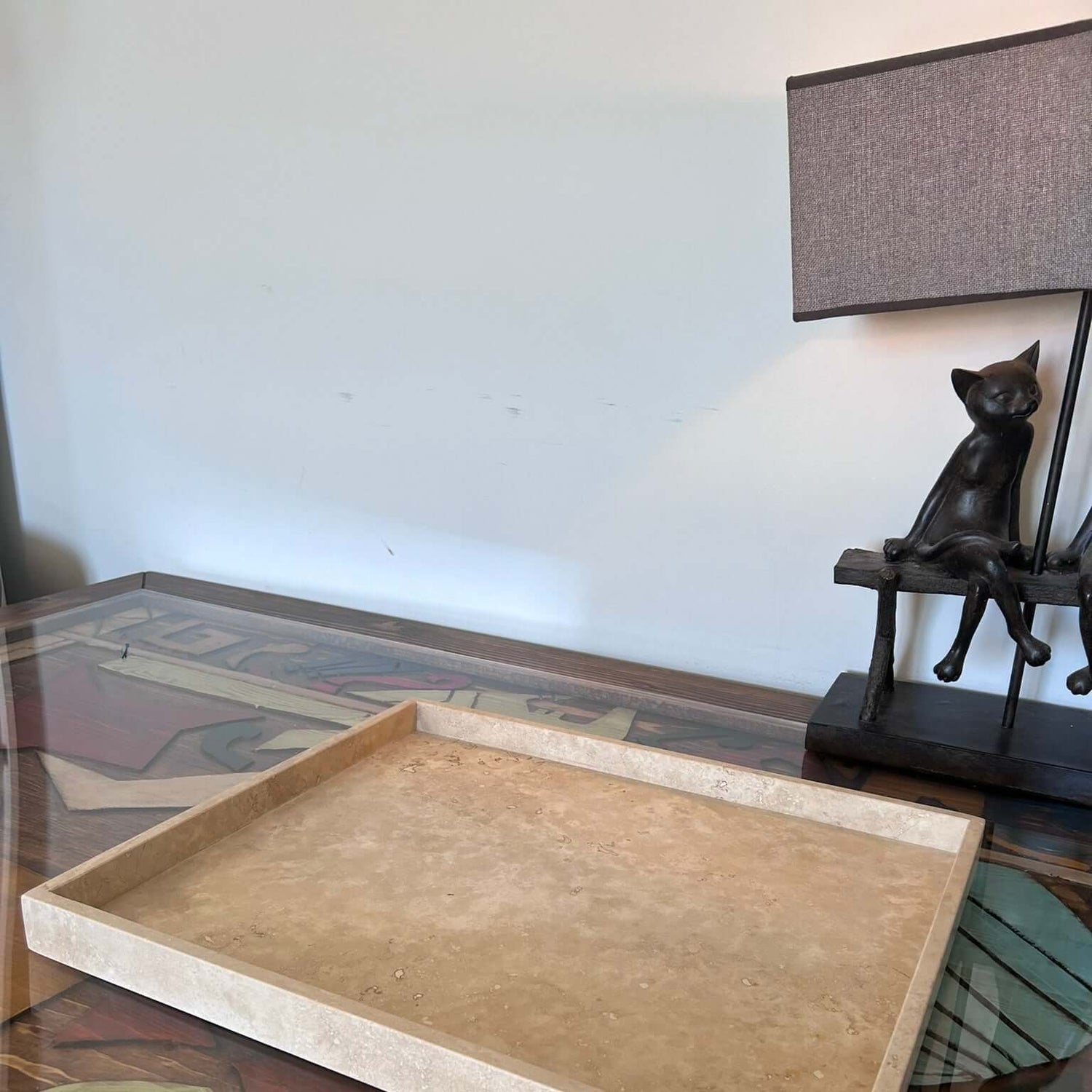 Travertine Tray - Heavy Natural Stone Serving/Catch-All Tray for Kitchen, Bathroom, Photography Props, XXXL