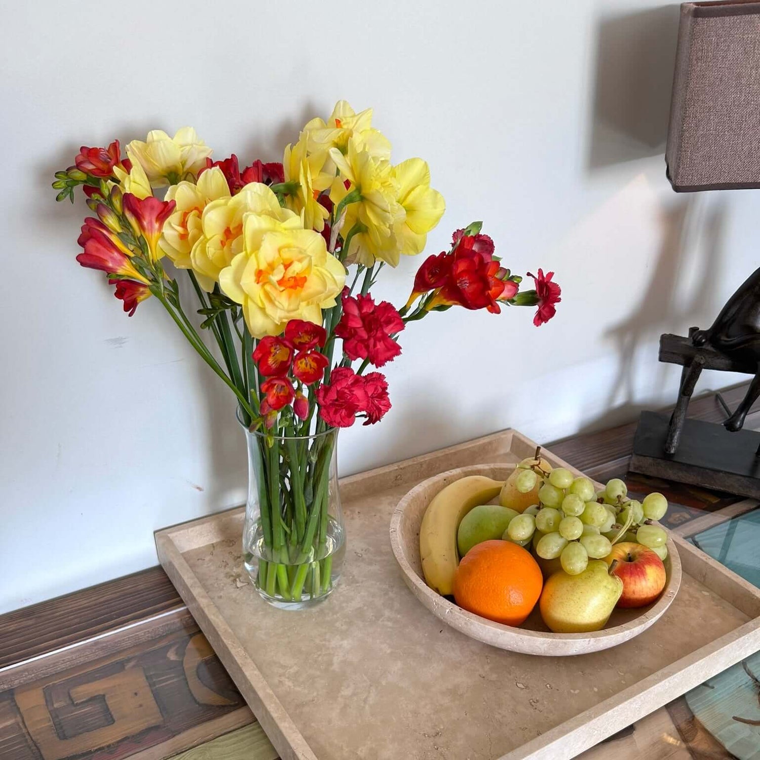 Travertine Tray - Heavy Natural Stone Serving/Catch-All Tray for Kitchen, Bathroom, Photography Props, XXXL