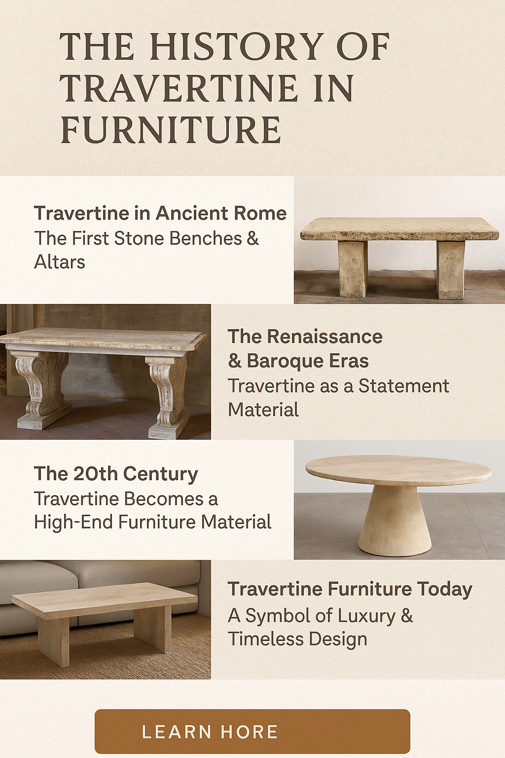 The Timeless Appeal of Travertine in Furniture: From Ancient Rome to Modern Design