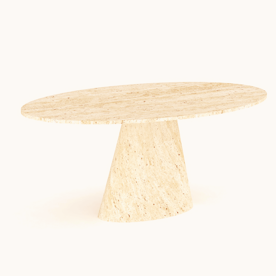 Olympian Ellipse Travertine Table