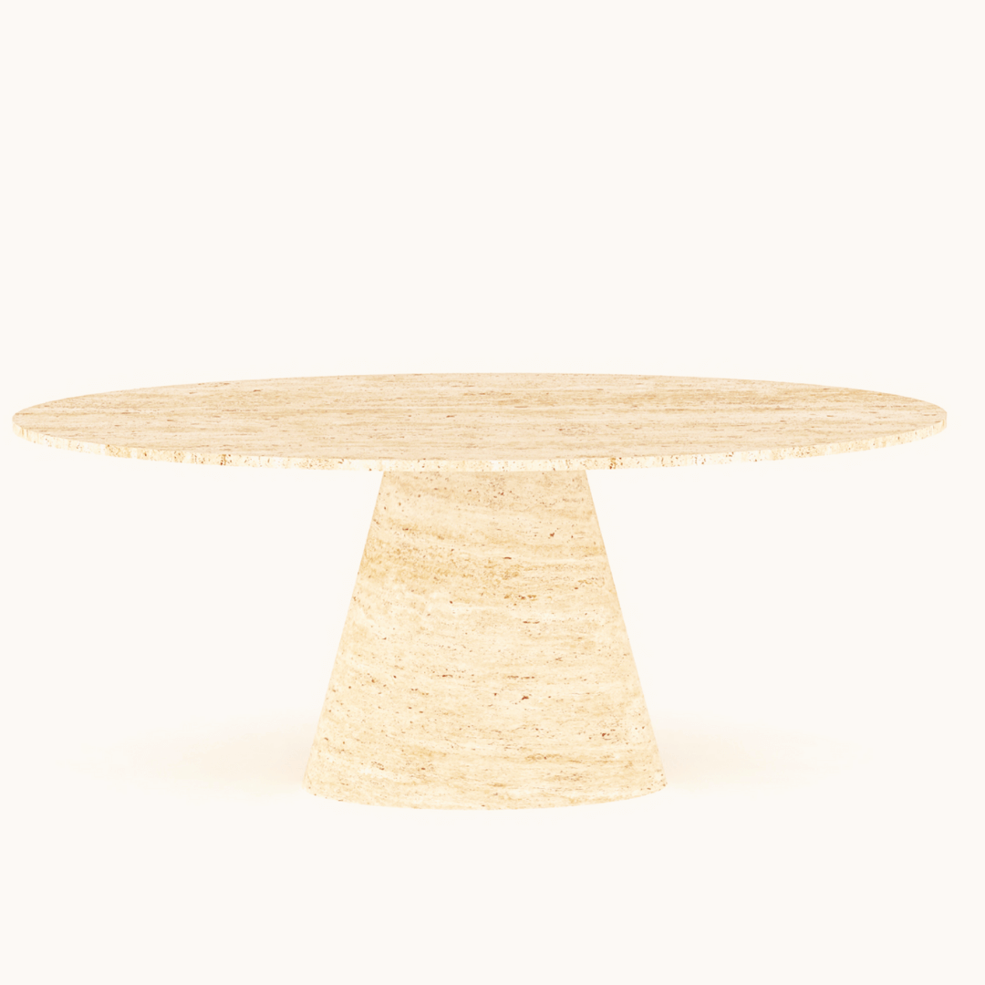 Olympian Ellipse Travertine Table