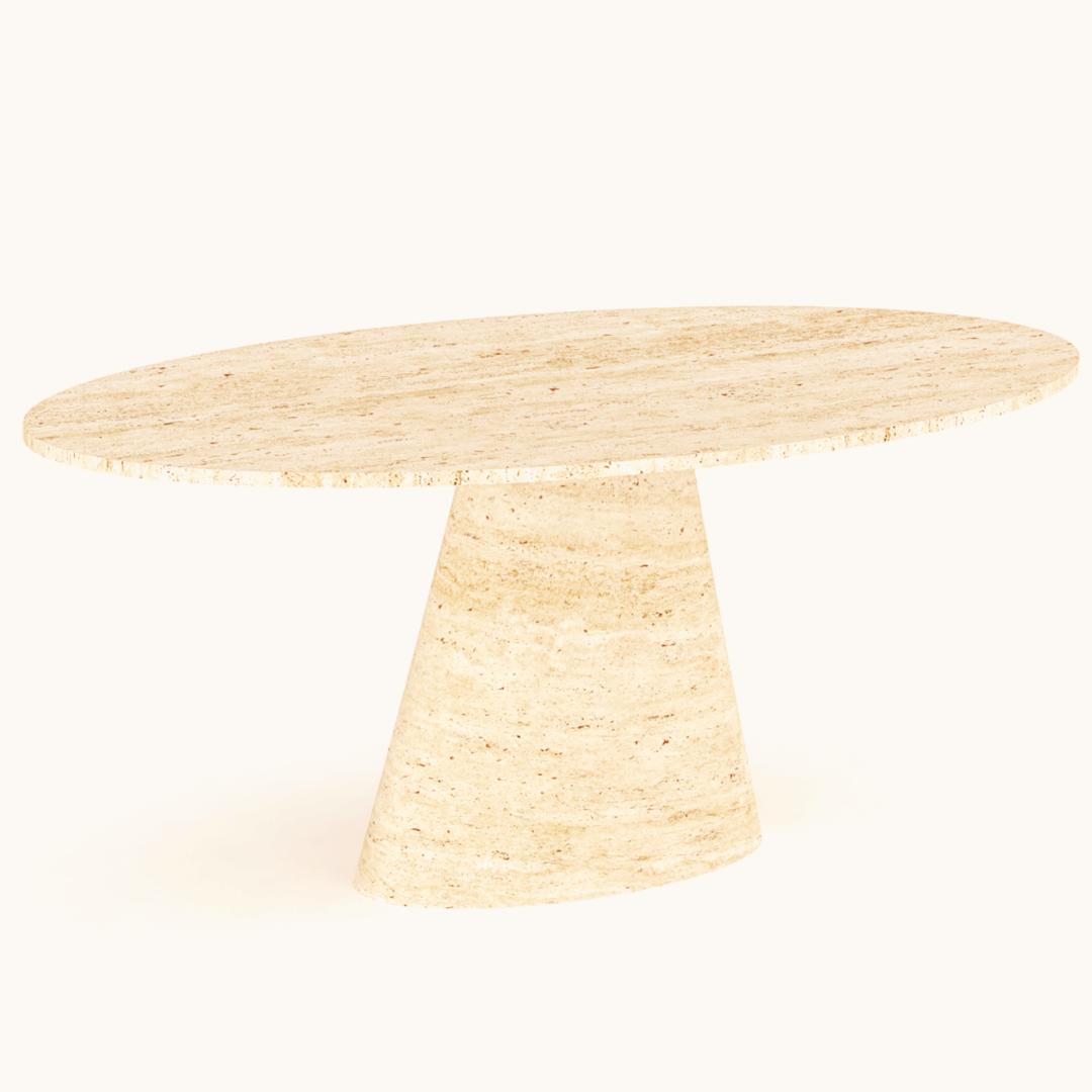 Olympian Ellipse Travertine Table