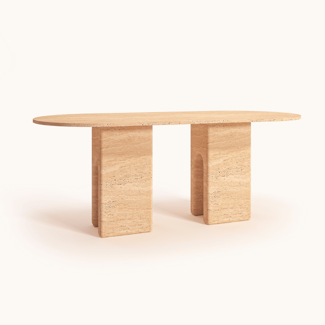 The Regal Arch Travertine Dining and Meeting Table