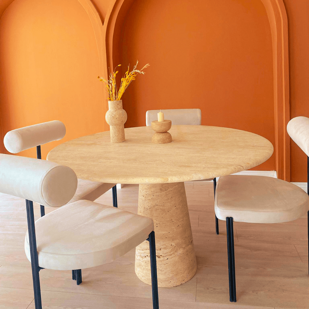 Elysian Travertine Round Dining Table