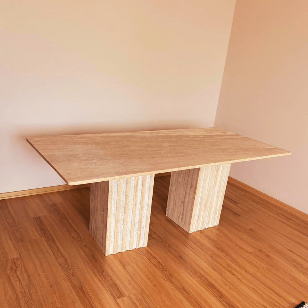 The Ridge Rectangular Travertine Dining Table