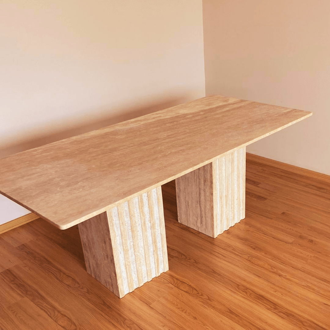 The Ridge Rectangular Travertine Dining Table