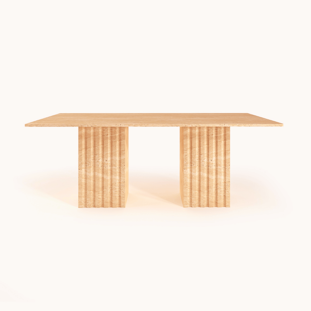 The Ridge Rectangular Travertine Dining Table