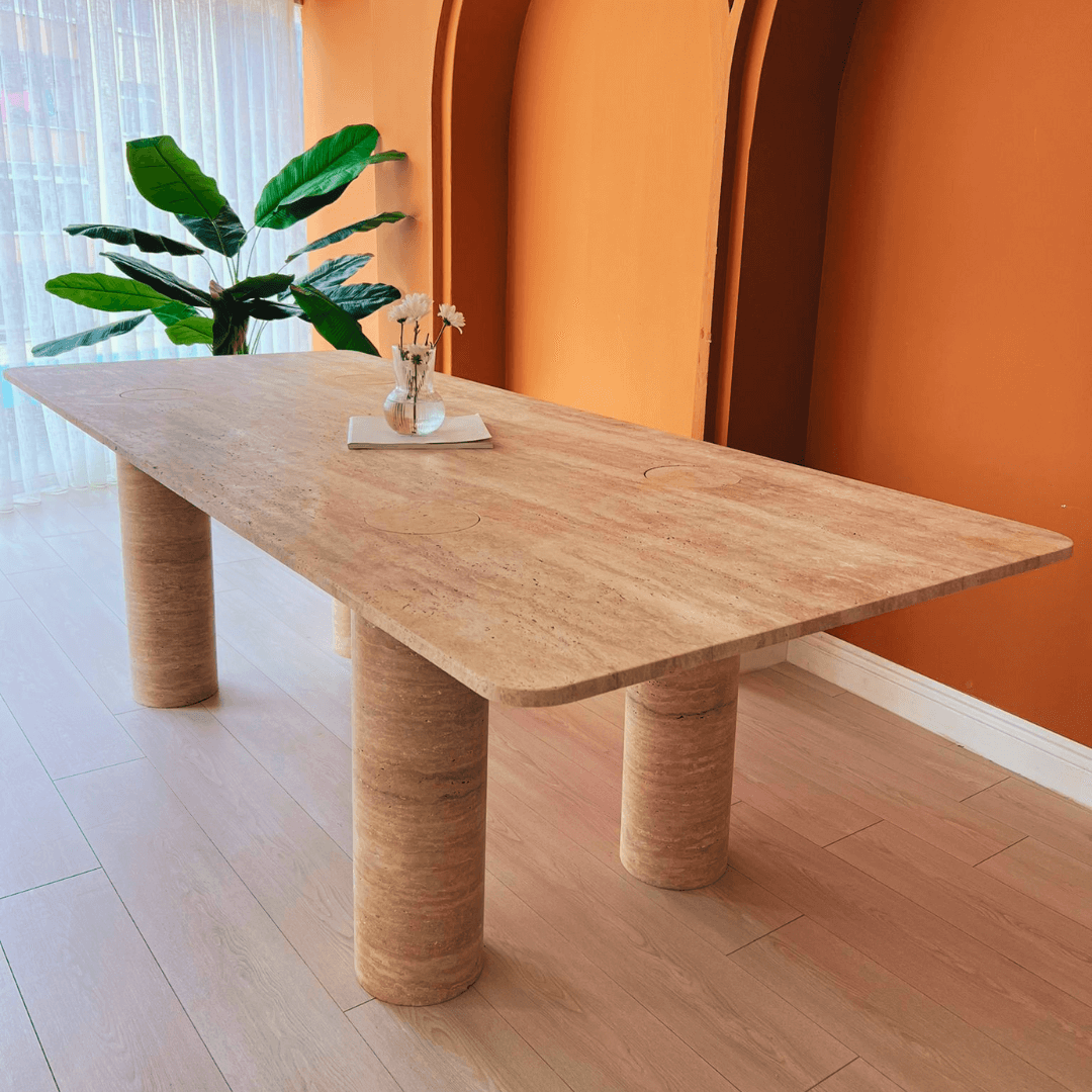 The Columnar Travertine Dining Table