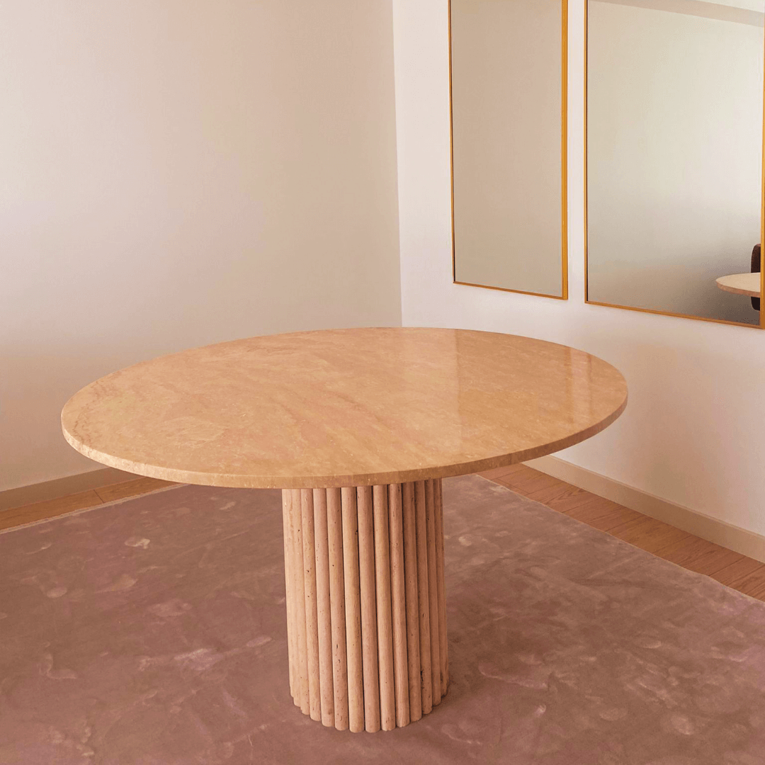 The Classic Round Travertine Dining Table