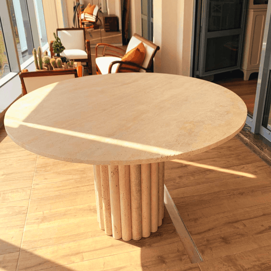 The Classic Round Travertine Dining Table