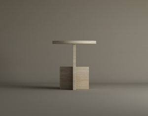 Travertine Scepter Side Table – Unique Architectural Form in Honed Travertine