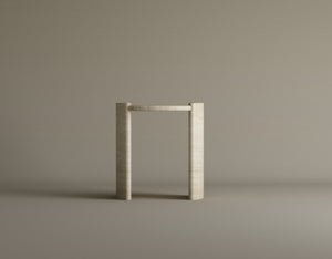 Travertine Arc Table – Curved Minimalist Design in Solid Travertine Stone