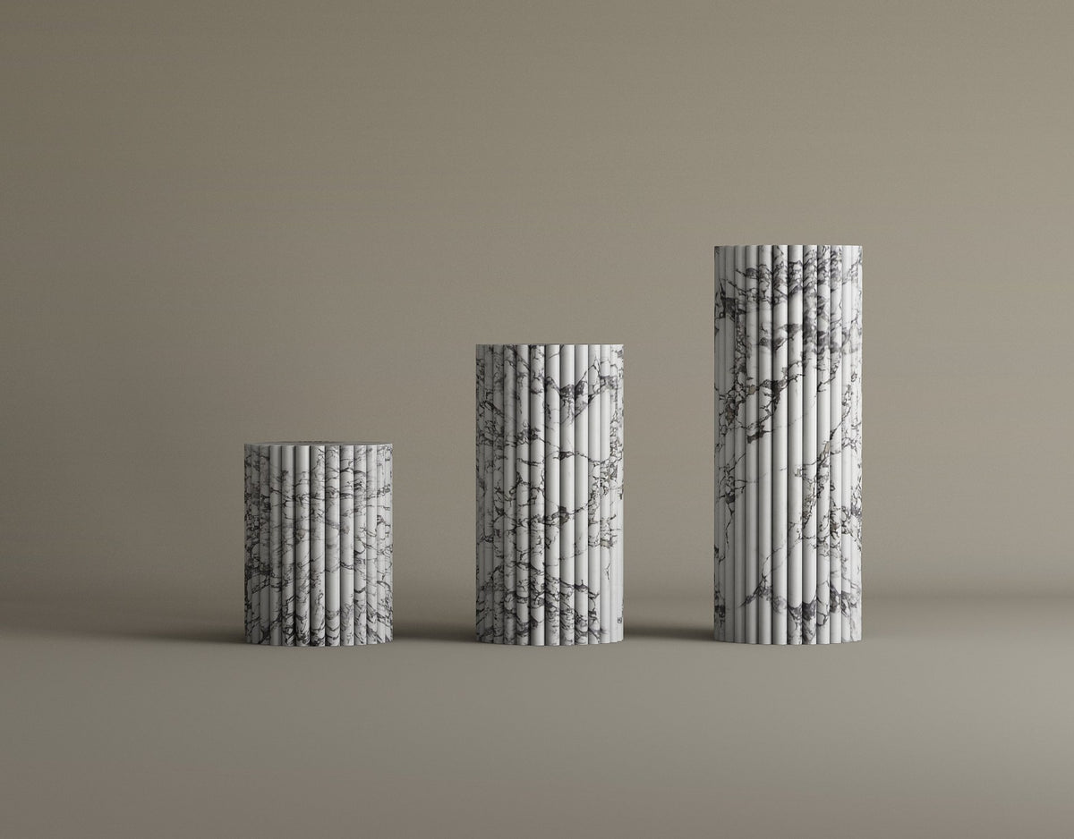 Pillar Trio Calacatta Viola Marble Set