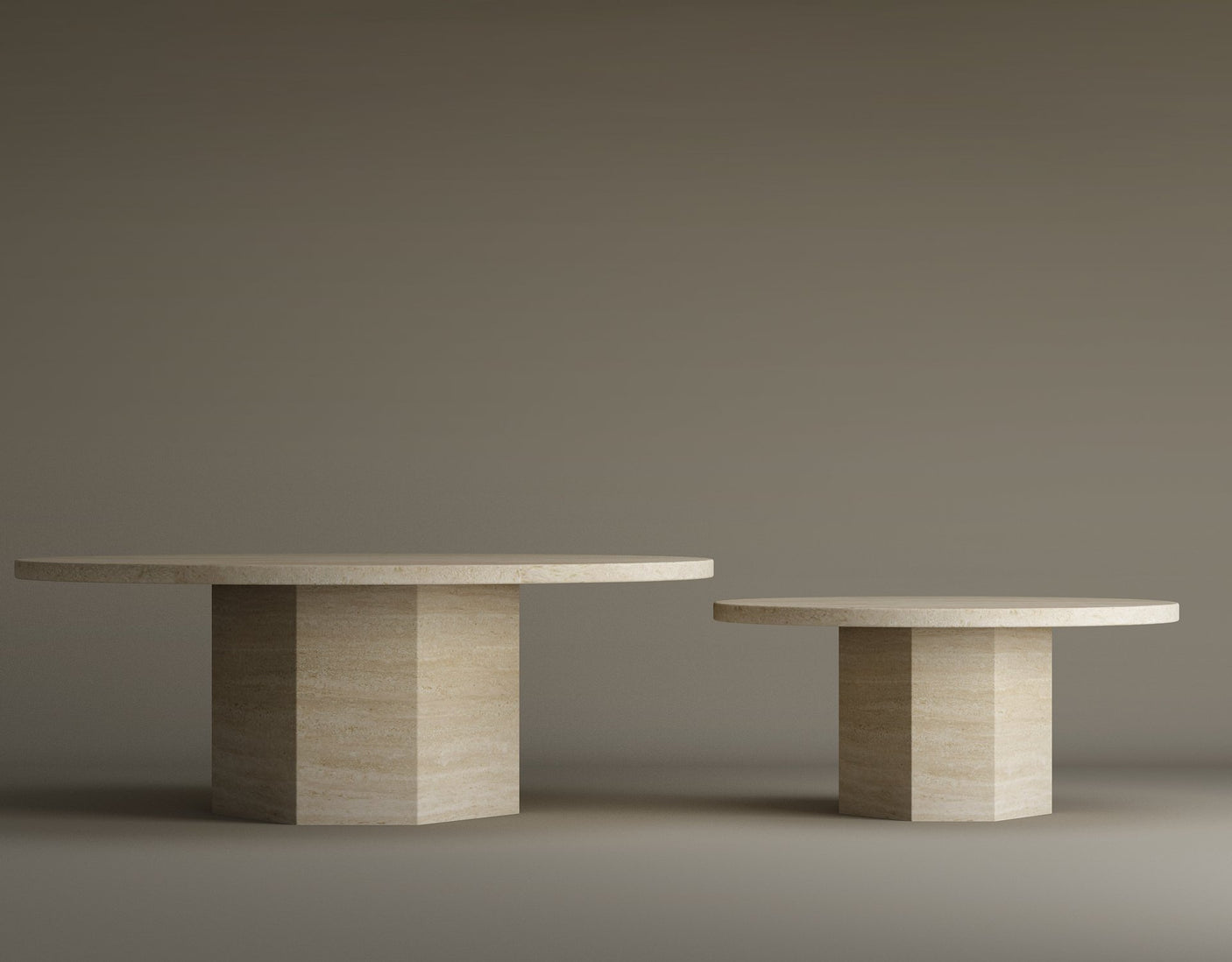 Desert Serenity Travertine Coffee Table – Earthy, Sculptural Stone Table with a Soft Honed Finish